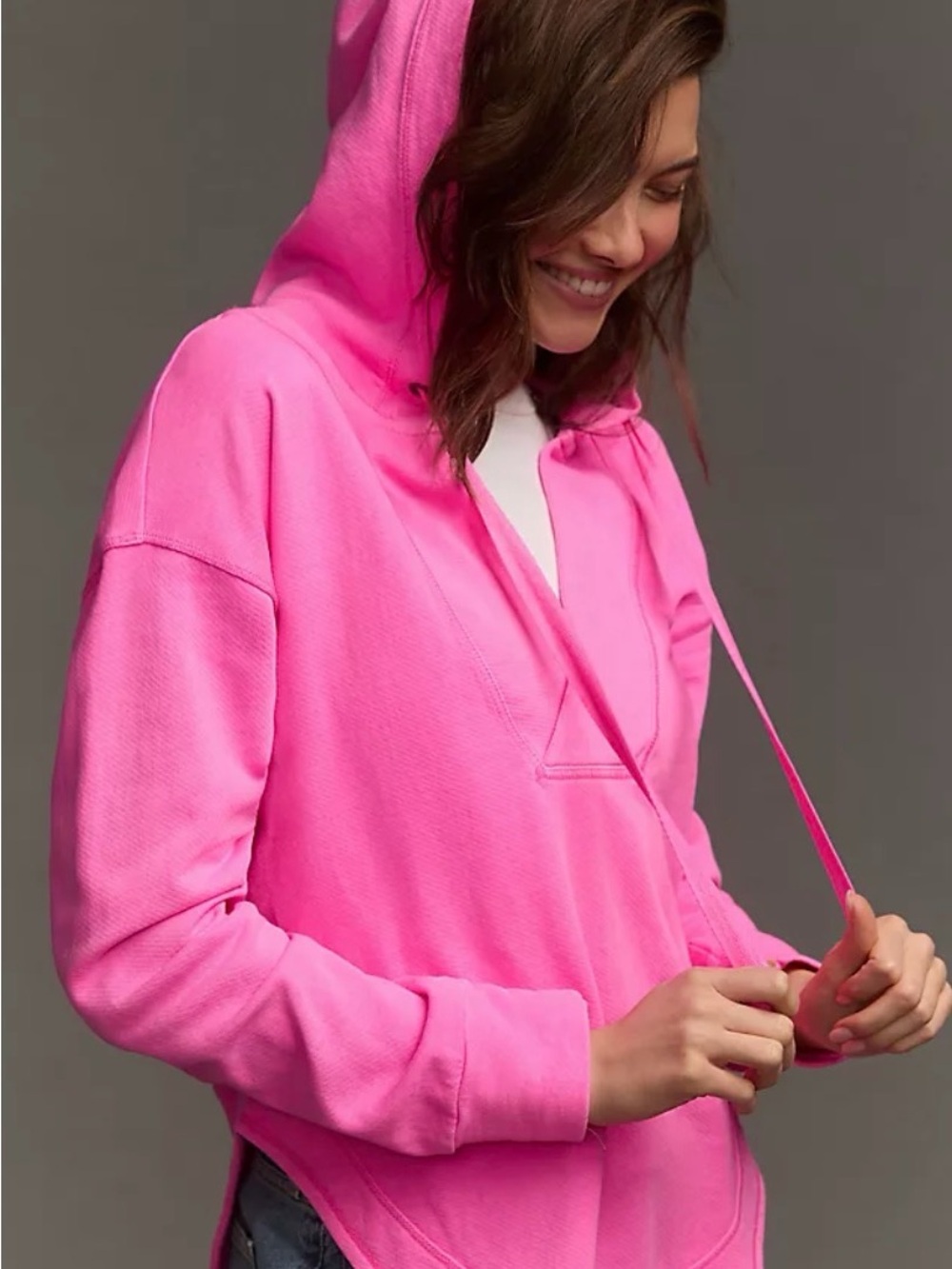 Pilcro Hot Pink Hooded Pullover Sweatshirt